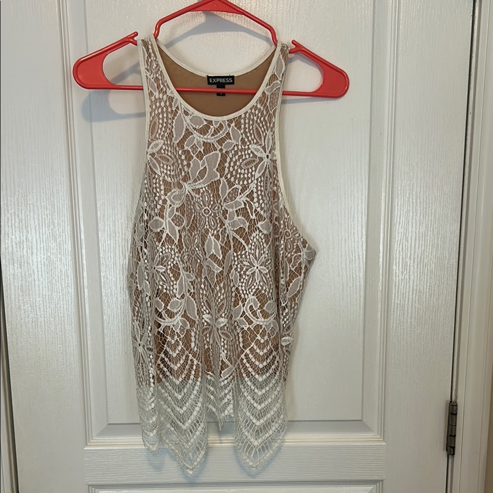 Express Cream Tan Asymmetrical Tank Top